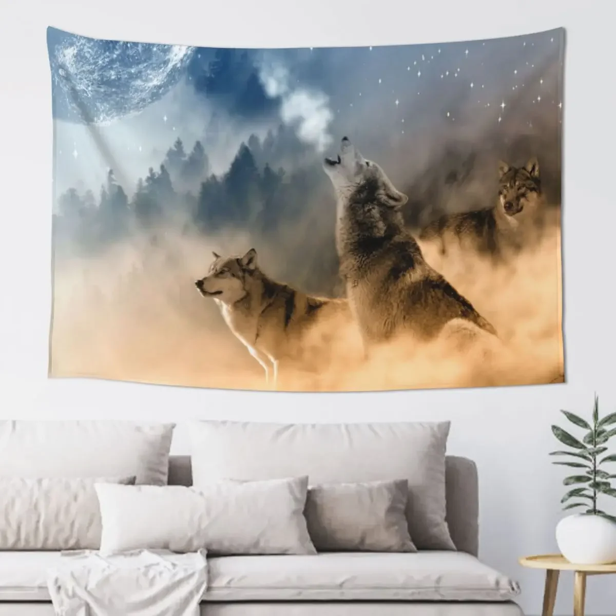 

Wolves Howling At The Moon / Beautiful Wolves Tapestry Room Decor Korean Style Bedroom Deco Kawaii Room Decor Tapestry