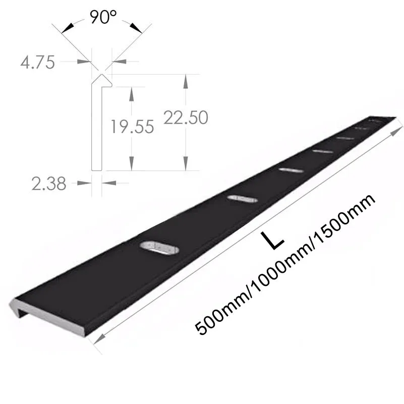 2Pcs OpenBuilds OpenRail Linear Rail V-Slot Rail Aluminum Extrusion Open Rail 500mm 1000mm 1500mm Length Black Anodized