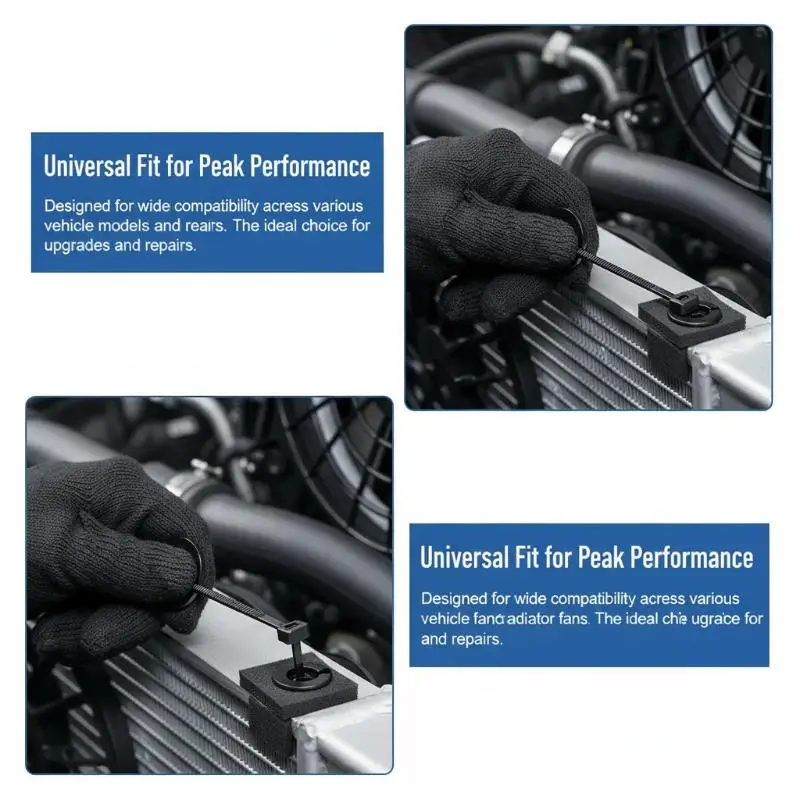 

Electric Radiator Fan Tie Strap Kit With Mounting Zip Ties 4Pcs Tabs Springs For Universal Auto Cooling
