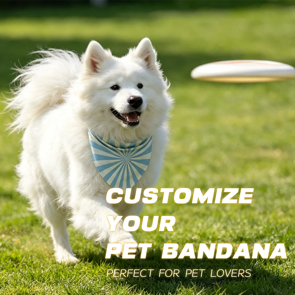Custom Pet Triangle Bandana DIY Printed Polyester Neck Scarf Personalized Logo Text Washable Soft Accessory for Dogs Cats Gift