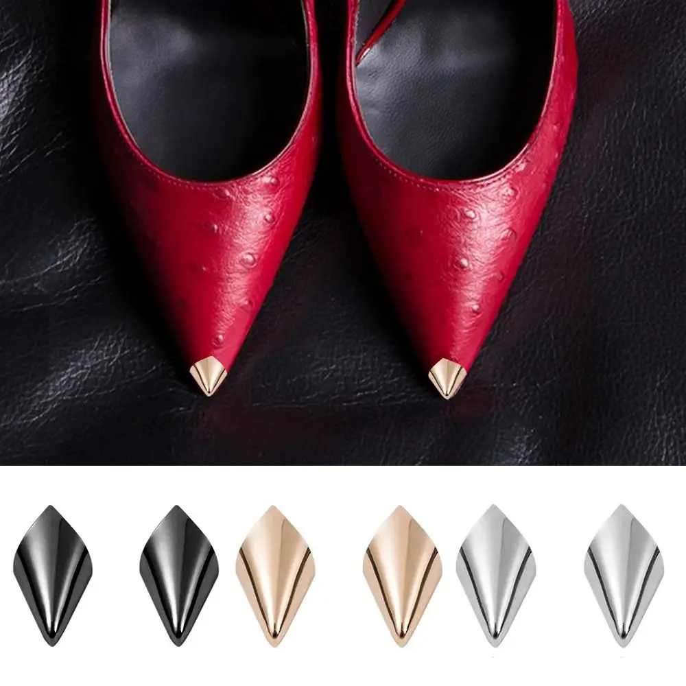 1pair Decoration Shoe Repair High Heels Tip Cap Anti Wear Anti-kick Shoe Clips Metal Shoe Toe Cover High Heels