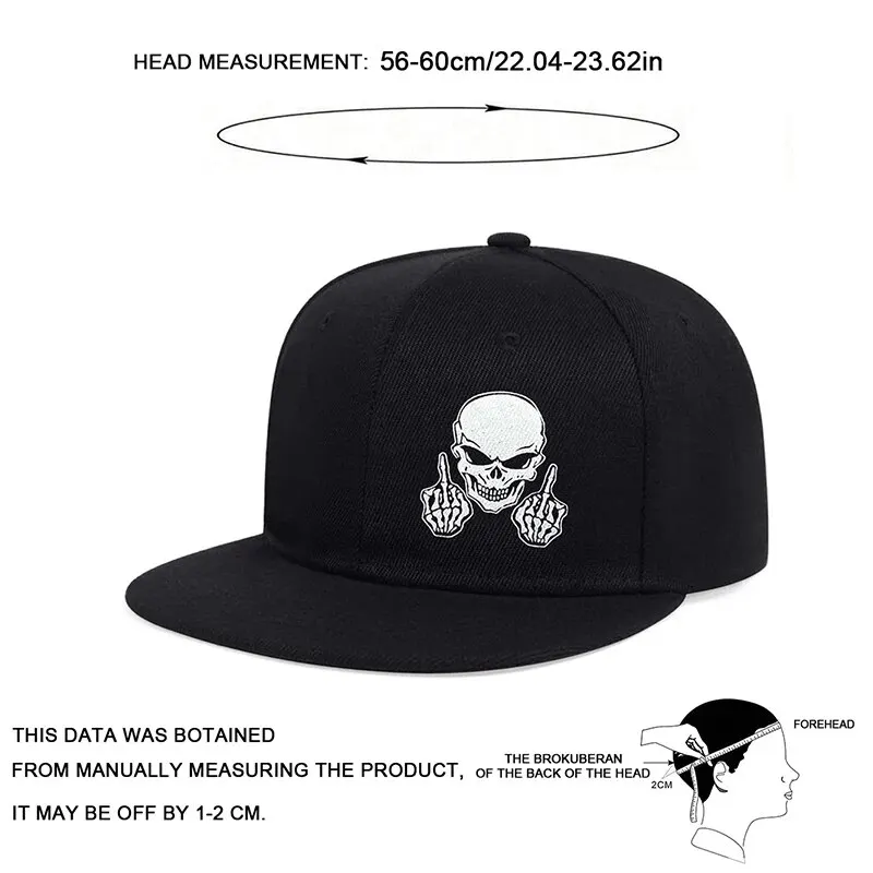 Unisex Skeleton Finger Embroidery Hip-hop Hats Spring Autumn Outdoor Adjustable Casual Baseball Caps Sunscreen Hat