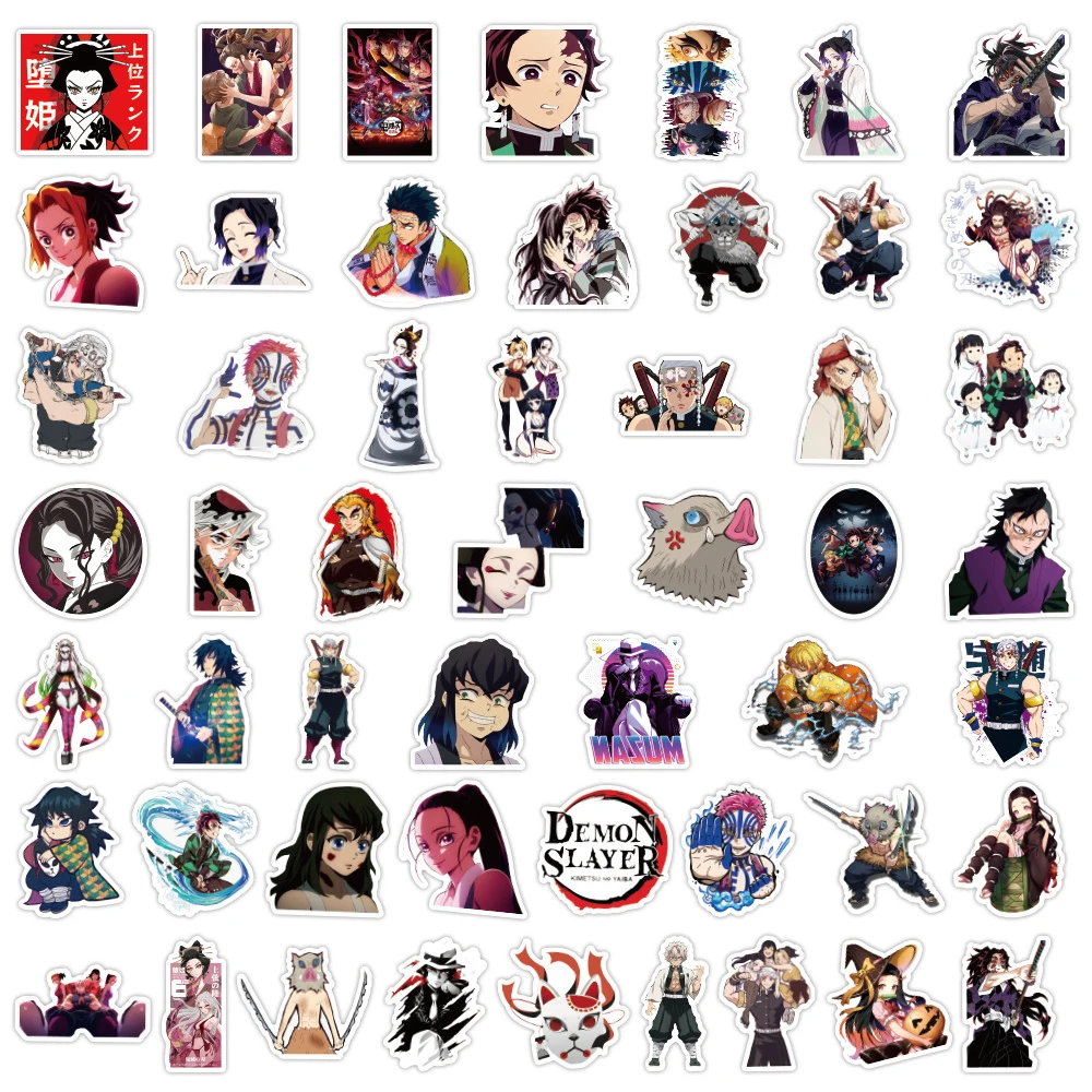 10/30/50/100PCS Anime Demon Slayer Stickers Kimetsu no Yaiba Yuukaku-hen Graffiti Decals Kids Toys Motorcycle Phone Car Sticker