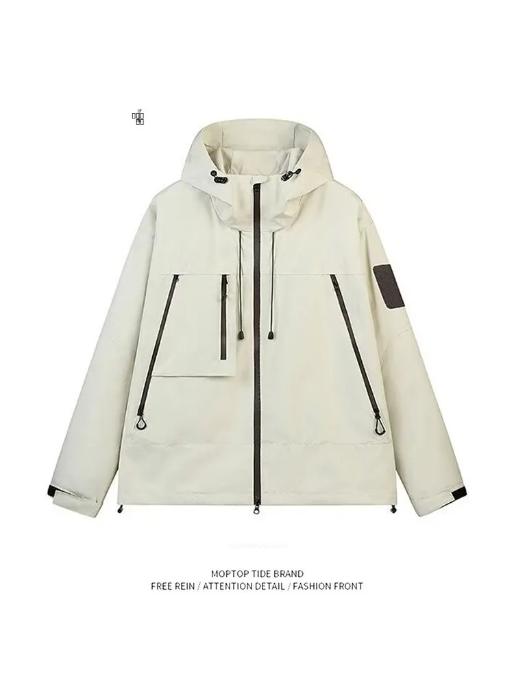 

Outdoor Men's Jaet Mr. WH Spring Autumn Hooded New Sle American Workwear Coat Windproof Polyester Long Sve Zipper Closure