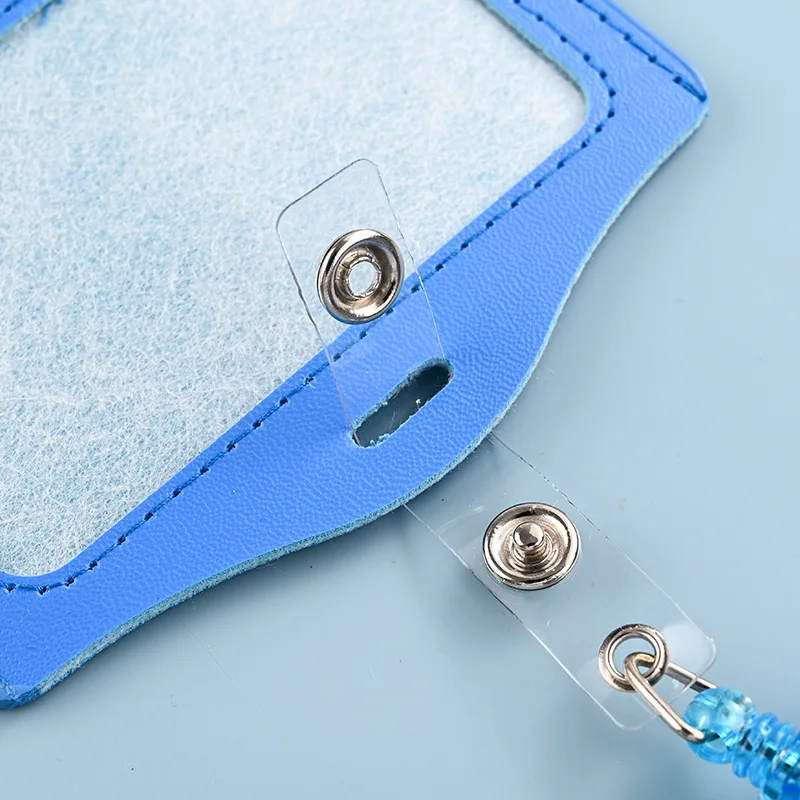 

1 Set PU Leather ID Work Card Holder Working Permit Case Exhibition Name ID Tag Badge Holder Pass Card Cover Sleeve for Staff