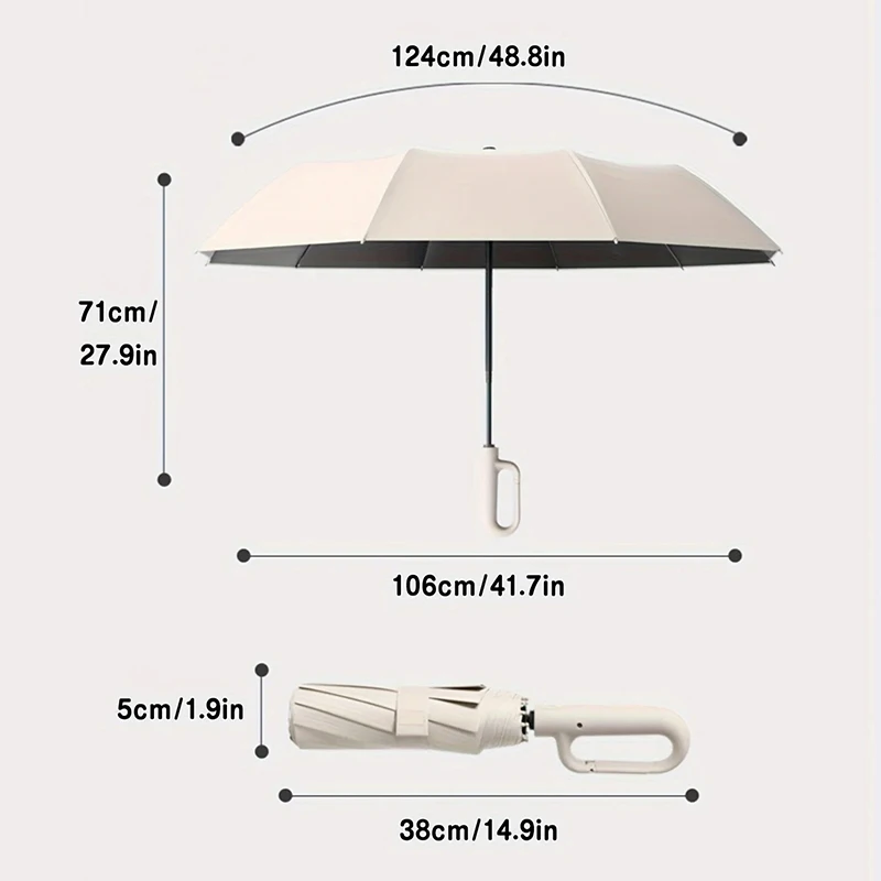 Xiaomi 105CM Windproof Umbrella Strong Reinforced Automatic Folding Umbrella Large Buckle Handle Wind/Water/Sun Resistant/UV