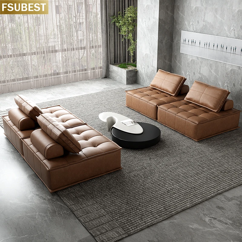 

Italian Modular Sectional Sofa Set Canape Modular Corner Sofa Couch Brown L Shaped Sofa 3 Seater Modern Couch Sofa