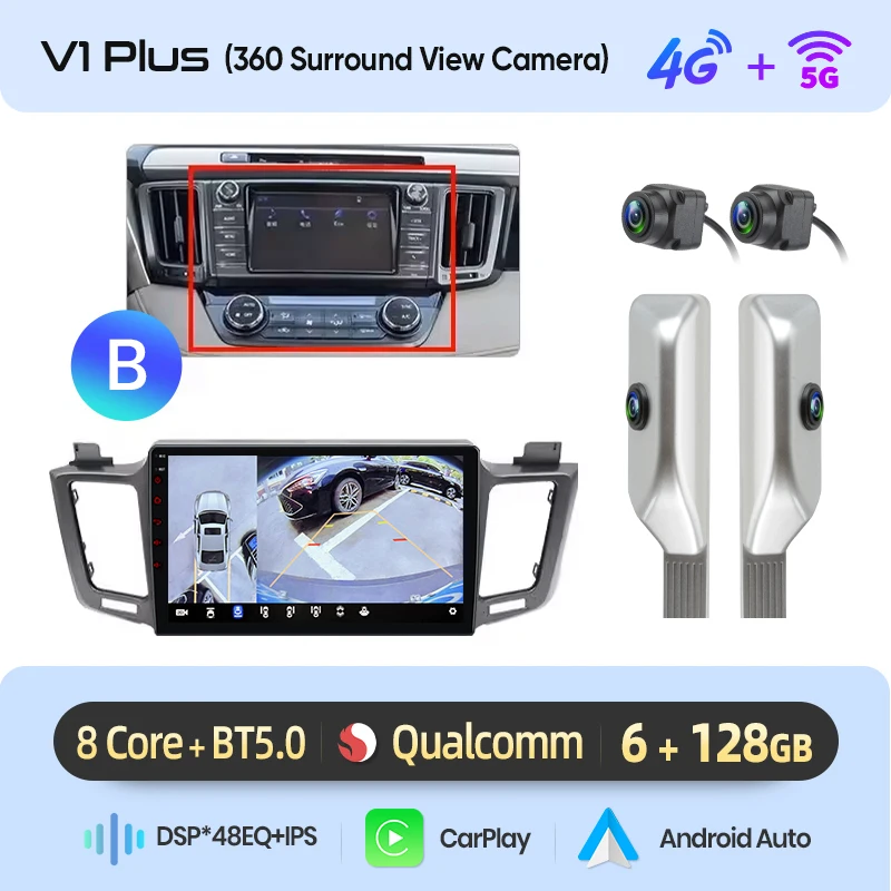 Junsun Draadloze Carplay Android Auto Autoradio Voor Toyota Rav4 Rav 4 2012 2013 - 2018 Gps Multimedia 2 Din