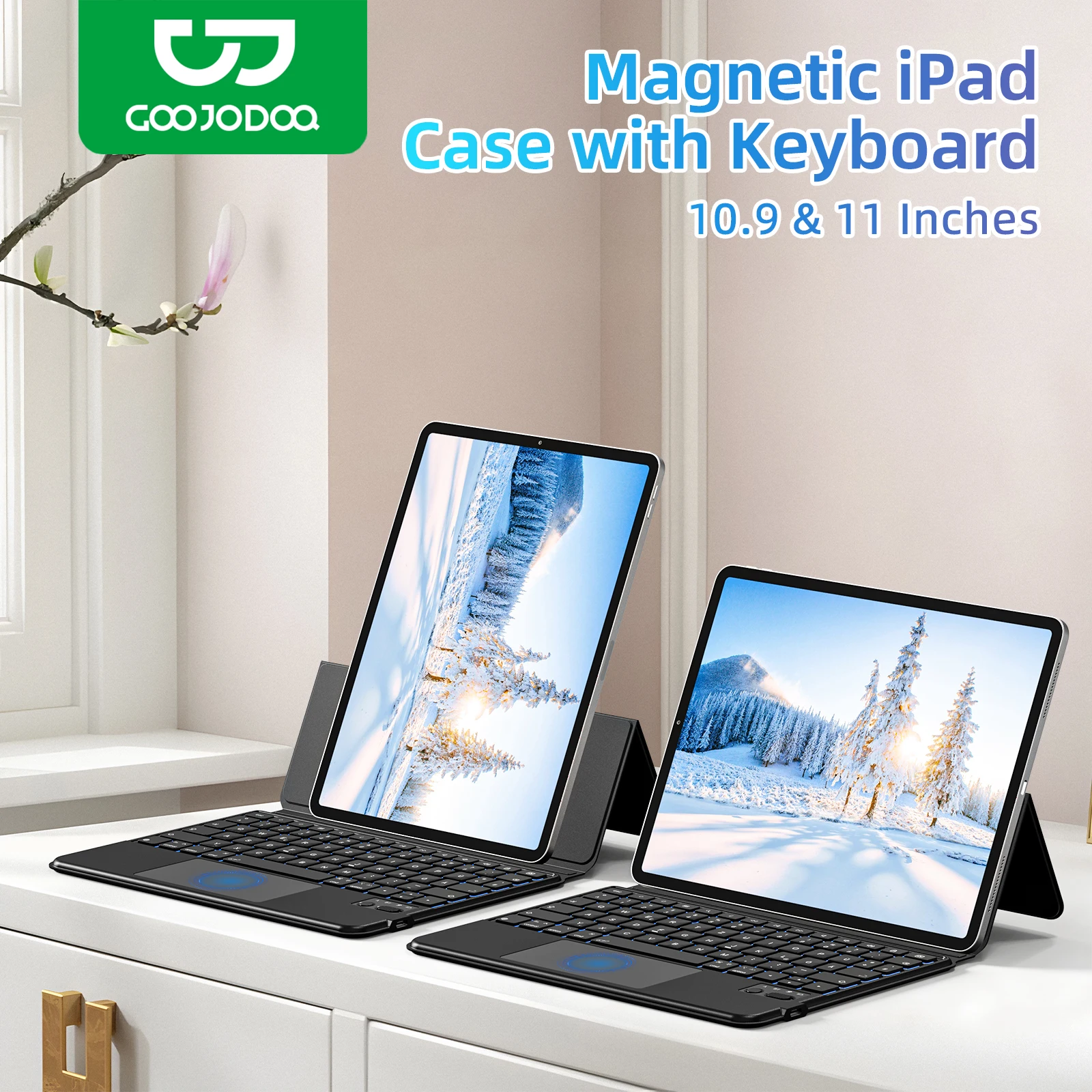 GOOJODOQ Magic Keyboard Case for iPad Pro 11 M4 2024 iPad Air 4/5/6 Pro 11 2018-2022 Magnetic Keyboard