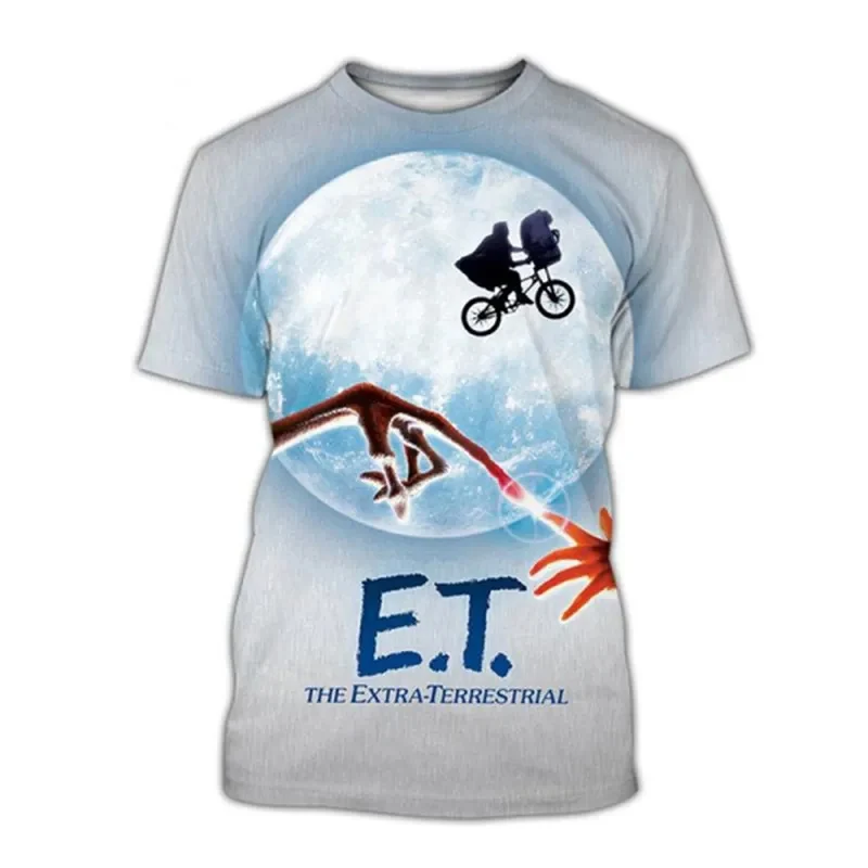 E. t. 男性と女性のための特大のTシャツ,3Dプリントの服,カジュアルウェア,半袖