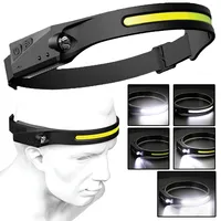 Induction Headlamp COB LED Sensor Head Lamp Built-in Battery Flashlight USB Rechargeable Head Torch 5 Lighting Modes Headlight