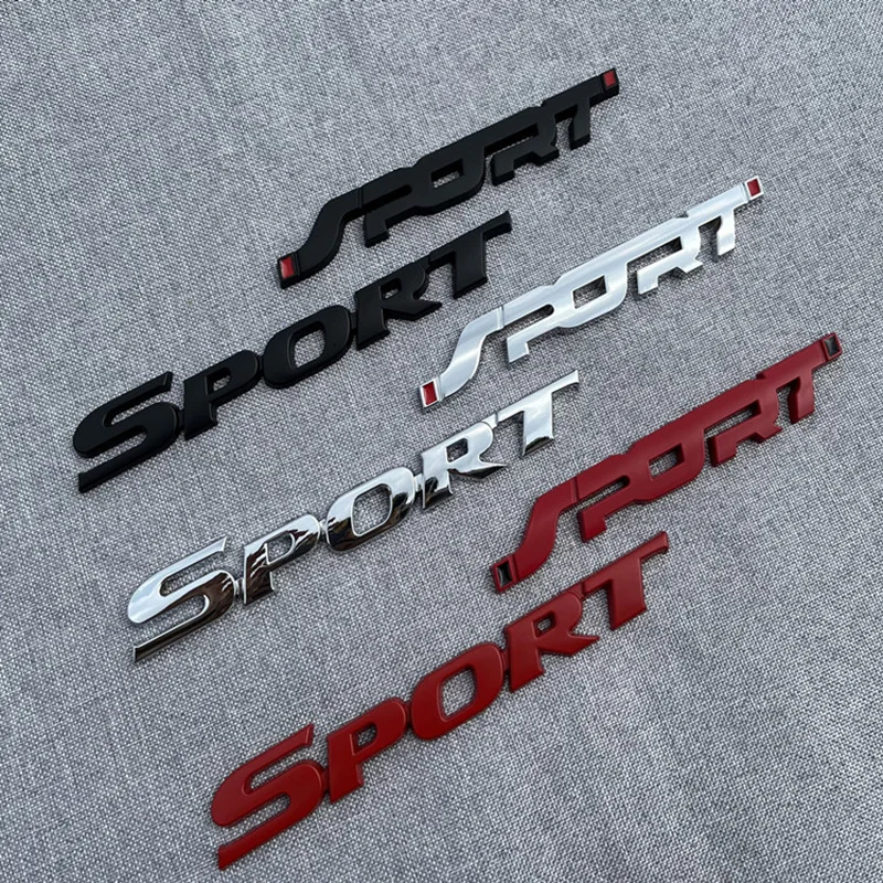 

3D Metal Black Logo Sport Emblem Letters Sticker Car Front Grill Badge Trunk Decal For Sport Sticker Accessories