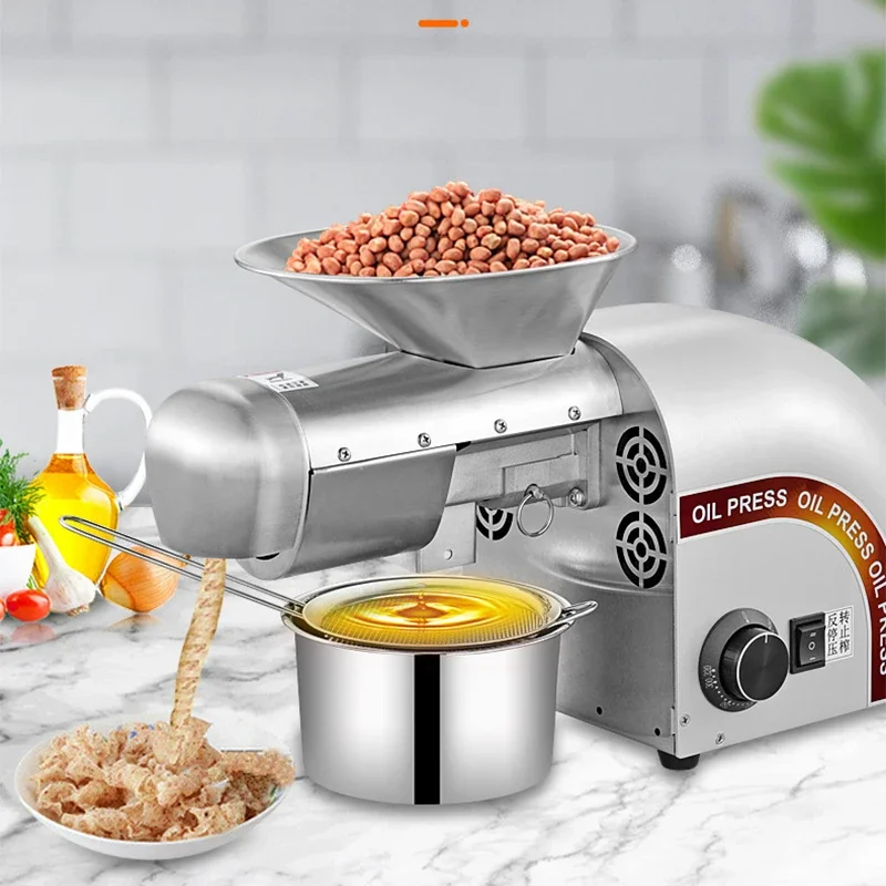 Volautomatische huishoudelijke oliepers 1250W roestvrij staal tot 95% uitgang Kleine oliepers Commerciële oliepers