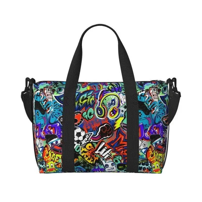 Cool Graffiti American Comic Book Collection Pop Art Travel Duffel Bags Foldable Weekender Overnight Carry on Bags Sport Gym Bag