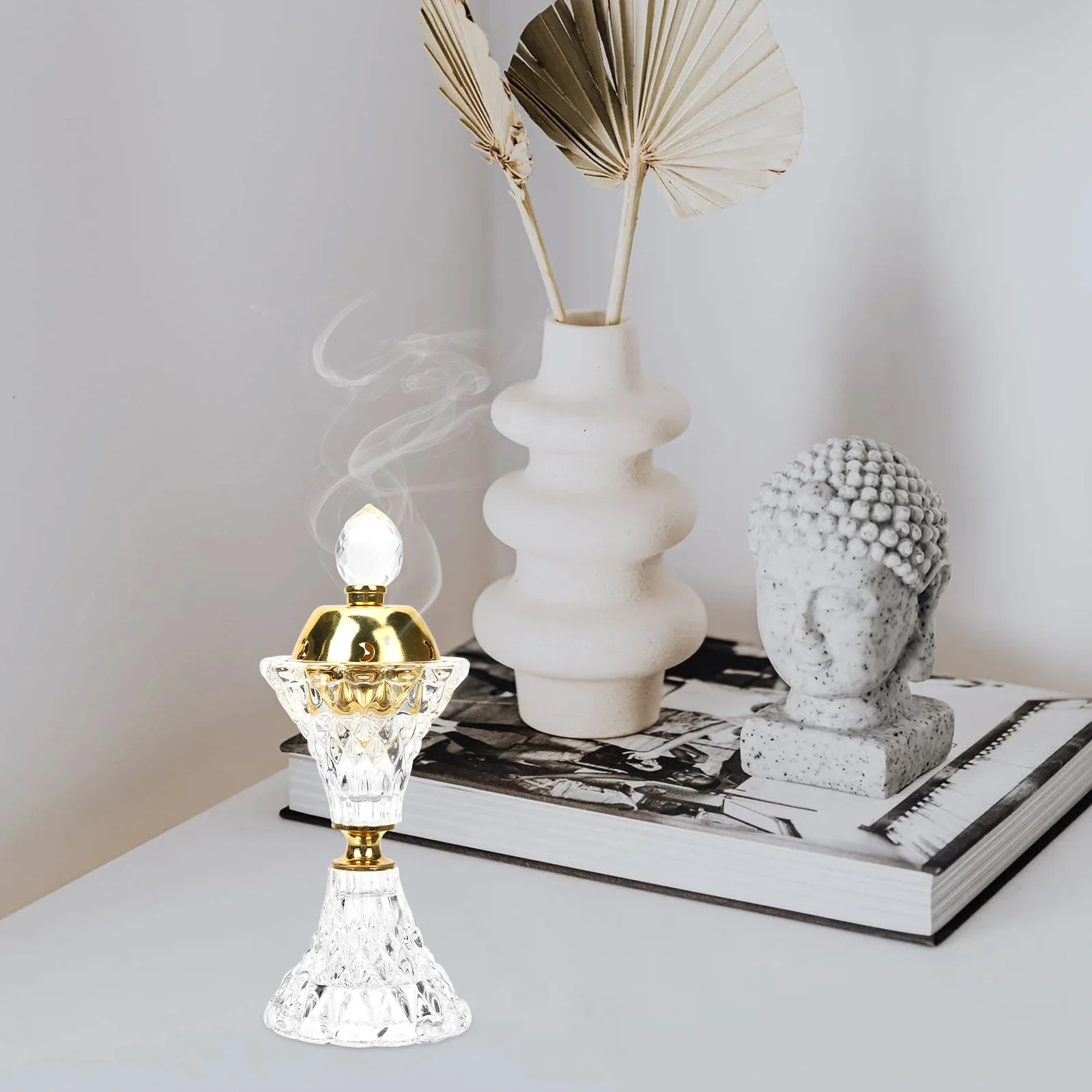 

Crystal Incense Burner Saudi Style Decorative Censer Desktop Aroma Stove Multipurpose Incense Cone Burner Home Tea Room