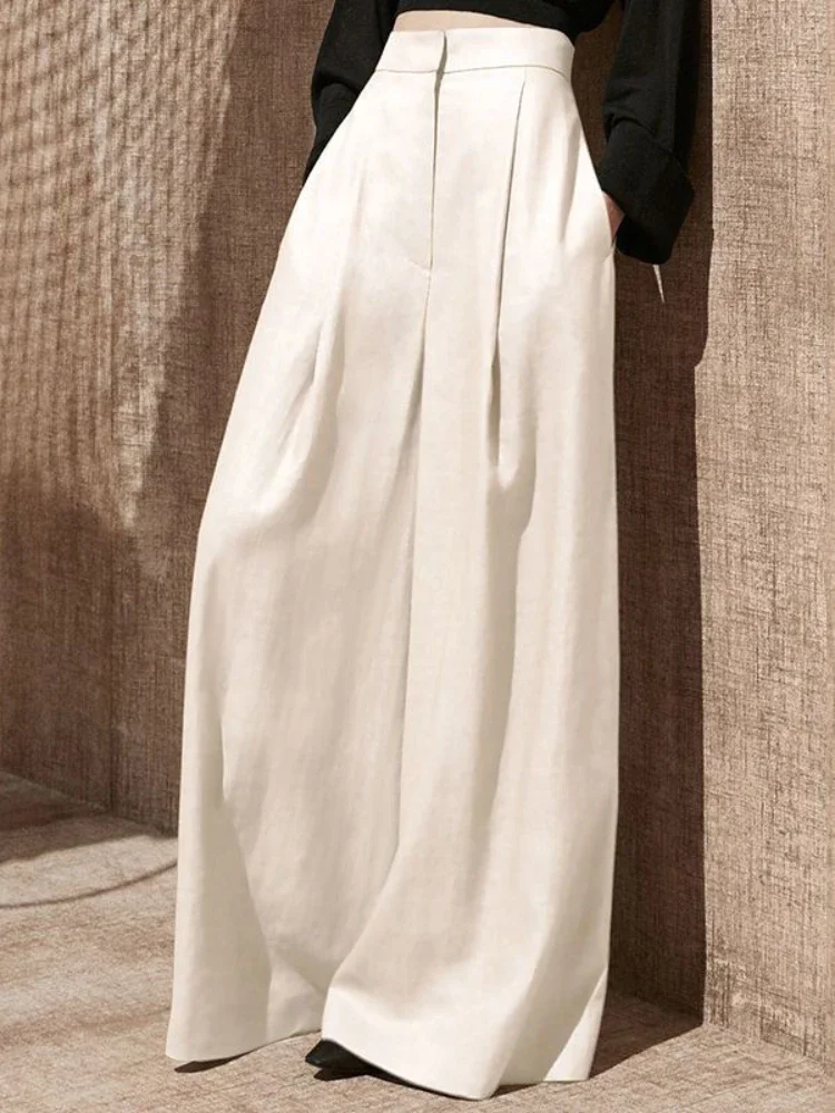 المرأة الحد الأدنى واسعة الساق السراويل ، كامل طول ، عالية الخصر ، فضفاضة المناسب ، مجموعة أكثر من المألوف