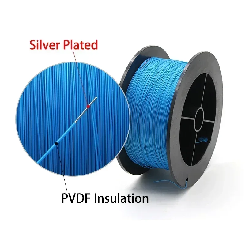 UL1423 PTFE Wire with Reel 38/36/34/30/28/26/24AWG Silver Plated Copper High Temperature Electronic Single Core Micro Fine Cable