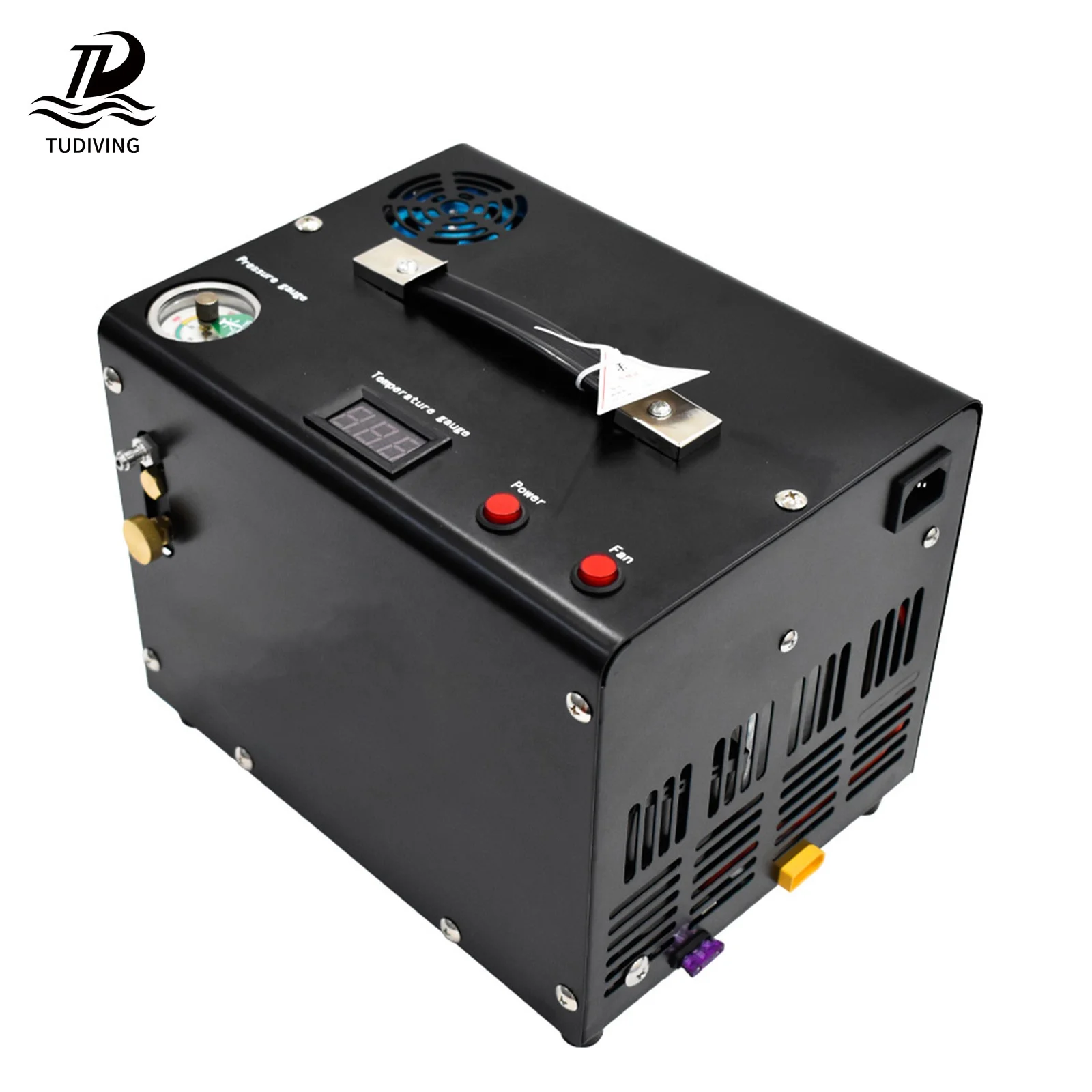 TUDIVING Customized OEM Convenient Electric 12V Portable Auto Stop 4500psi Pump PCP Inflation Air Compressor For Paintball Game