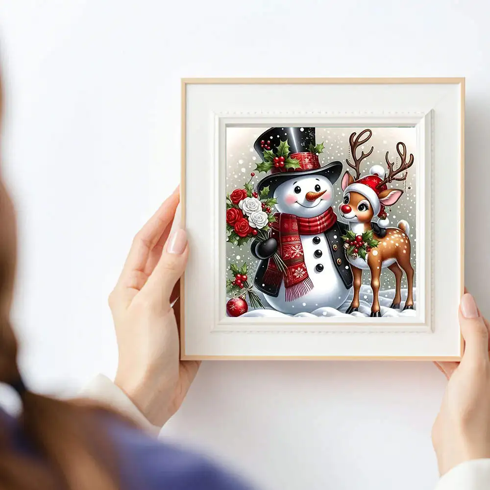 HUACAN 1 قطعة الماس اللوحة احتفالي ثلج الرنة المشهد قماش الماس اللوحة 5D DIY بها بنفسك الحفر الكامل فسيفساء العمل الفني عطلة