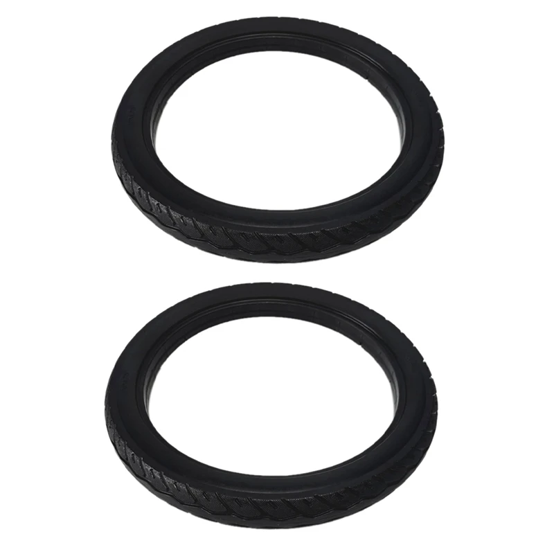 2X 16 Inch 16 X 1.75 Bicycle Solid Tires Bicycle Bike Tires 16 X 1.75 Black Rubber Non-Slip Tires Cycling Tyre