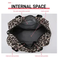 Leopard Printing Travel Bag Large Capacity Sports Gym Bag With Independent Shoe Compartment Weekend Overnight Duffel Bag 4