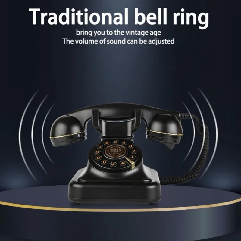 هاتف أرضي عتيق الطراز بزر قرصي قديم هاتف حبالي عتيق لديكور المكاتب المنزلية #5