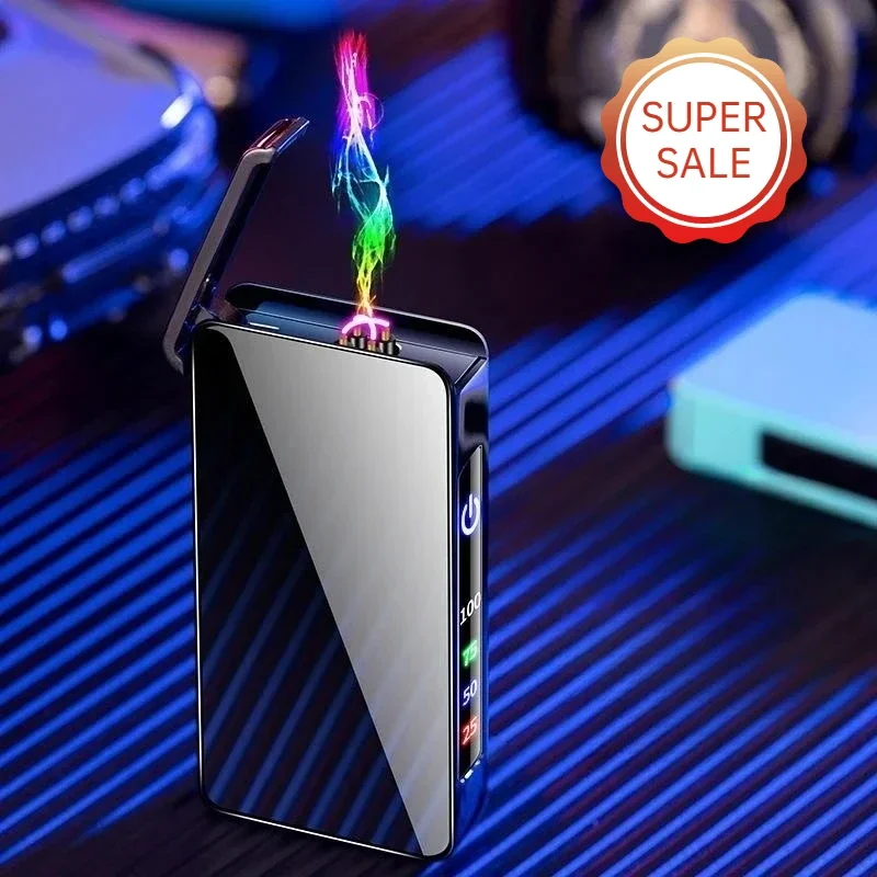 

Двойная дуга, зарядка через USB, ветрозащитная импульсная плазменная металлическая зажигалка, беспламенная ветрозащитная беспламенная электрическая сенсорная индукционная зажигалка, подарки