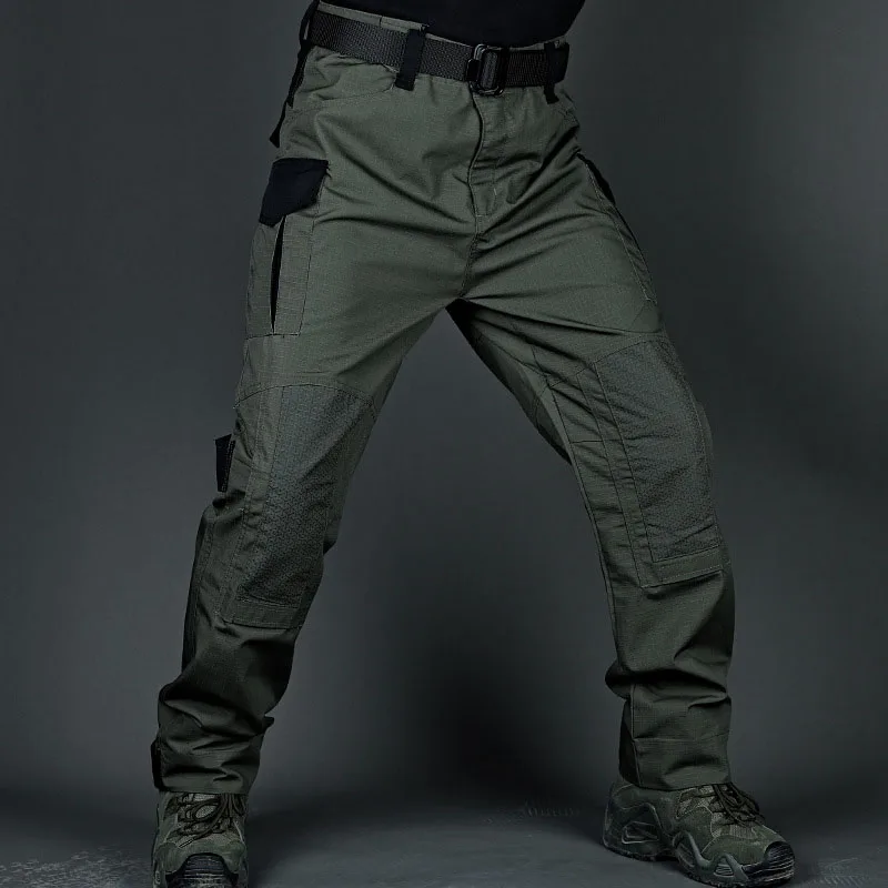 New Military Tactical Pants Mens Knee Patchwork Multiple Pockets Wear-Resistant Cargo Pants Outdoor Hiking Combat Trousers Male