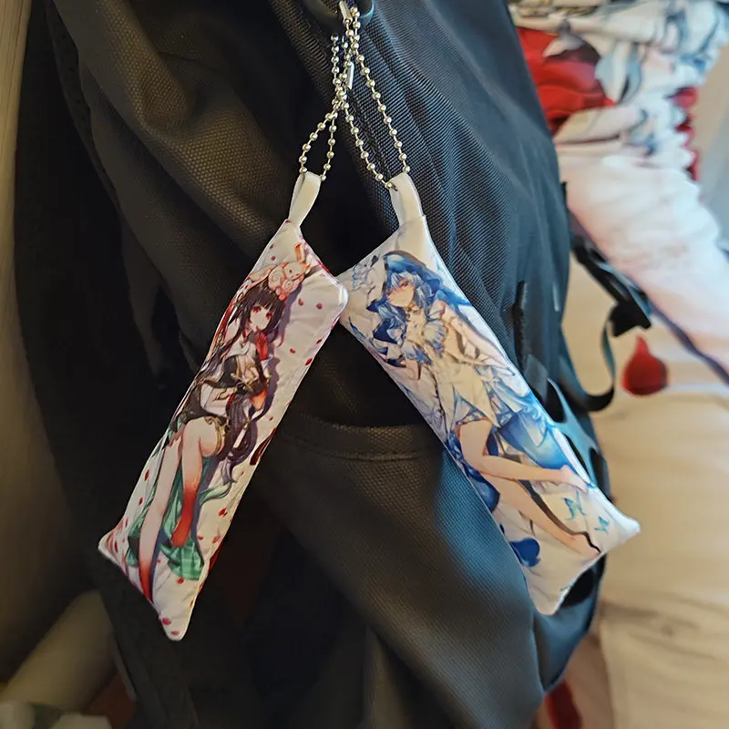 DIY Mini Dakimakura Small Pillow Case Herta Camellya Mika Ganyu Azusa Changli Citlali Pillowcase Mini Keychain Otaku Decor Gift