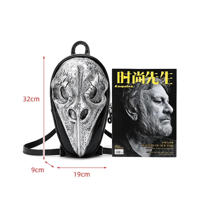 2024 Men and Women Backpacks Steam Punk 3D Beak skull Back Packs Travel Schoolbag For Teenagers trend Halloween bag Fashion