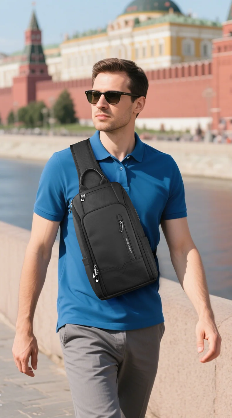 Heroic Knight Modische Umhängetasche für Herren, multifunktionale Fahrrad-Umhängetasche, wasserdicht, USB-Reise-Umhängetasche, lässige Brusttasche – Detail 1
