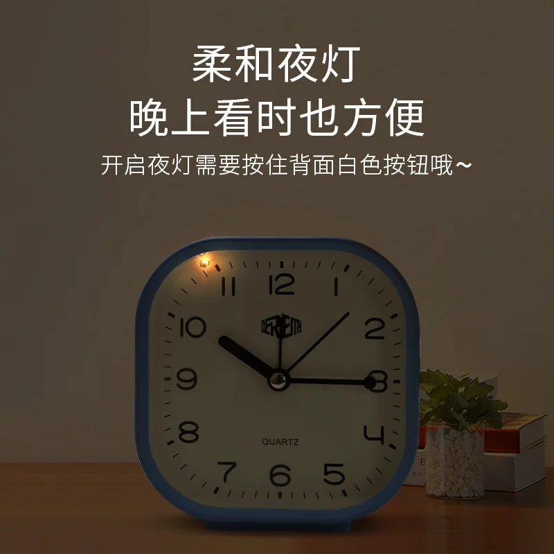 Small Simple Alarm Clock Silent Student Learning Clock Battery Operated Bedside Table Clock for Bedroom Office Table Decor