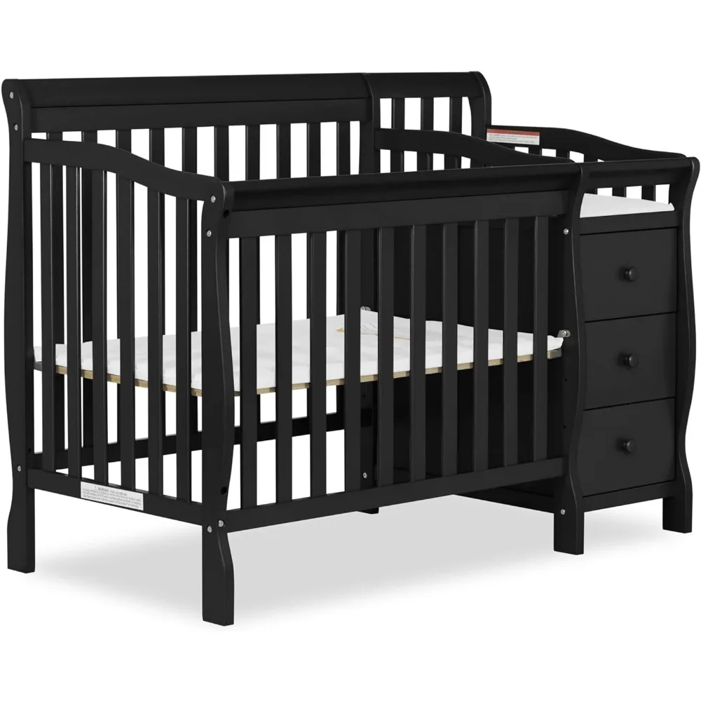 

Dream On Me Jayden 4-in-1 Mini Convertible Crib And Changer in Black, Greenguard Gold Certified, Non-Toxic Finish, New Zealand P