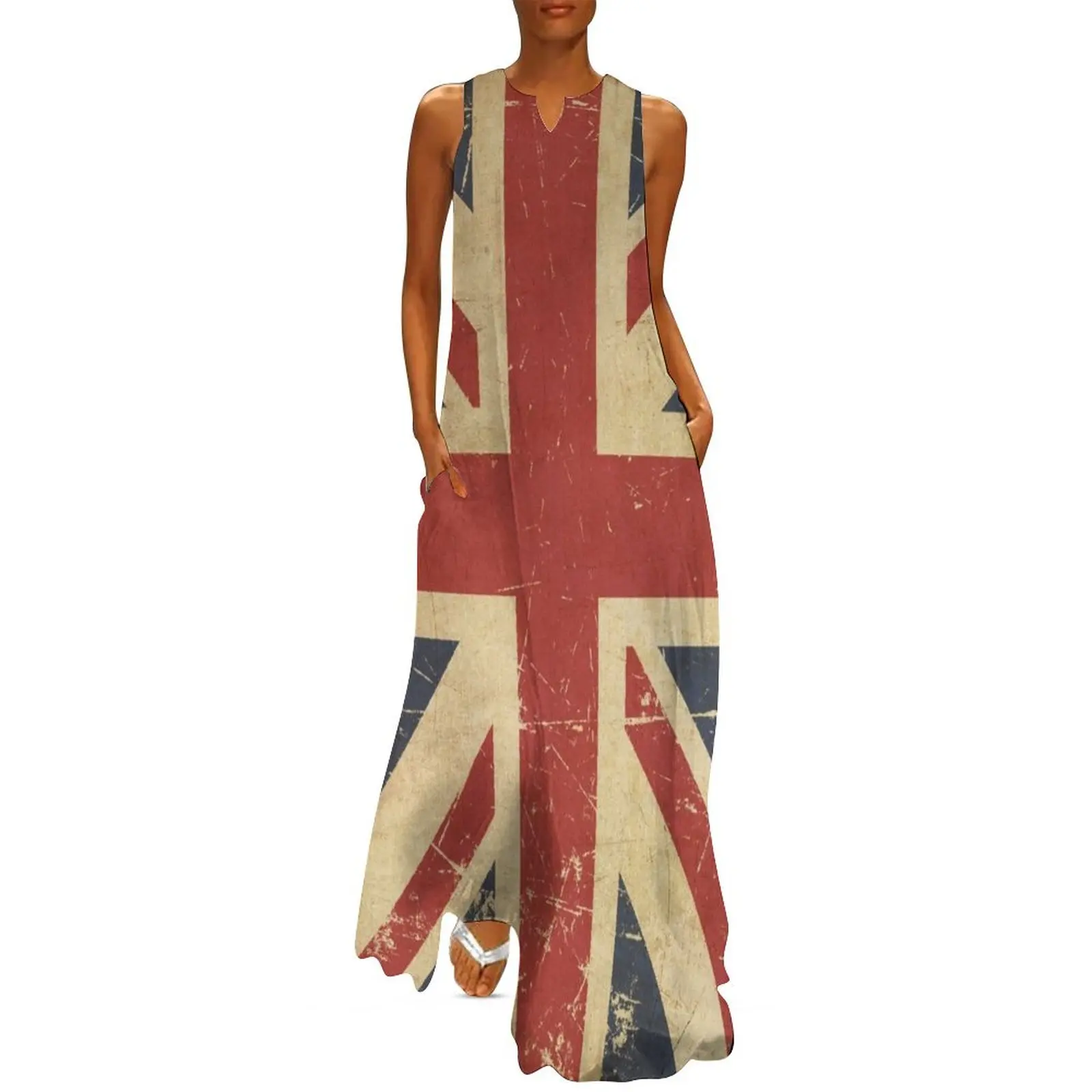 

Vintage Union Jack Long Dress women's luxury party dress Long veiled dresses womens dress