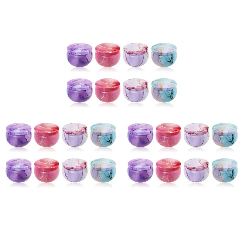 

ABFU-24Pcs Candle Tins For Candle Making Kit Empty Metal Candle Tin With Lids Storage Tins Reusable