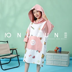 Nu-June-Surf Poncho Towel for Kids, Wearable Hooded Towel, Beach Blanket, Bath Towel, Quick Dry Bathrobe, Microfiber