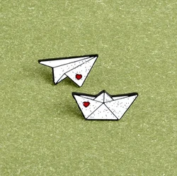 Metal Ship Airplane Enamel Brooch Lapel Pin Badge Mini Jewelry Gift for Kids and Friends
