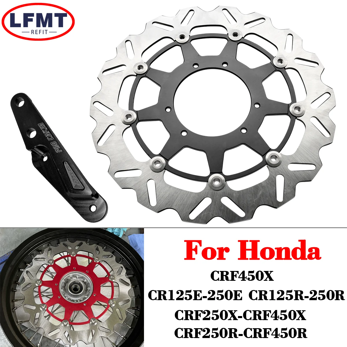 320MM Motocross Rotor Disk Front Floating Brake 260MM Disc Brake Caliper Bracket For Honda CR CRF 125 250 450 R E RX 2004-2023