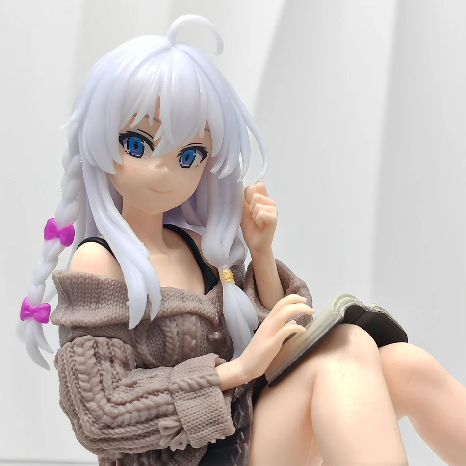NEW 10cm The Journey Of Elaina Elaina Sitting Reading Anime Girl Figure Model Statue Boys Collection Desktop Decoration Ornament