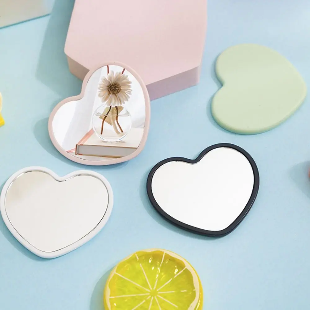 Simple Single-sided Heart-shaped Mirror Handheld Little Handheld Mirror High-definition Beauty Make-up Mirror Makeup Tool