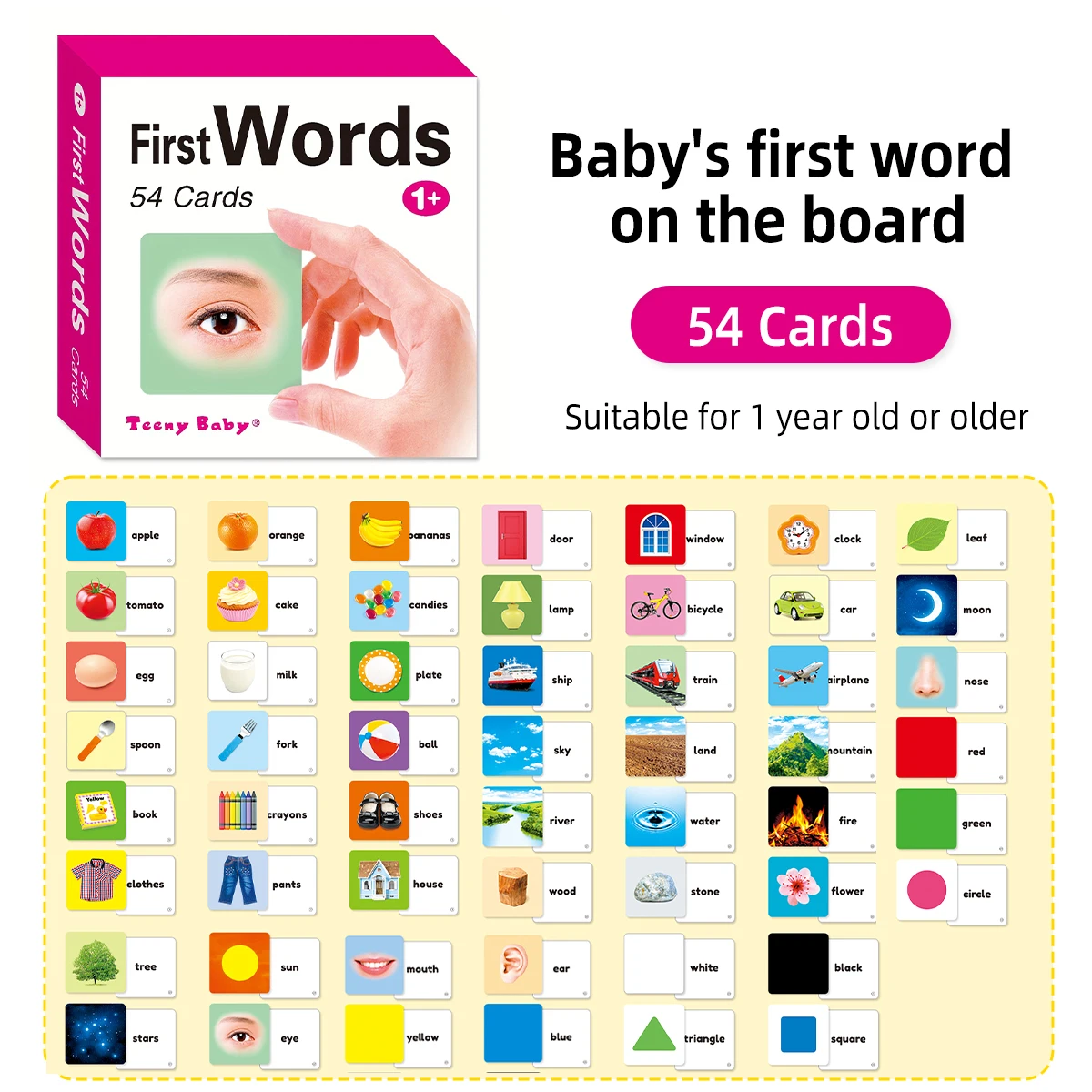 1 Box of 54 English Baby Learning Cards Enlightenment Series Books Valuable Gifts for Children