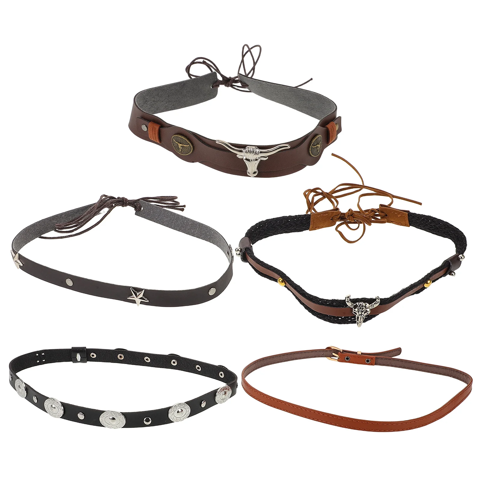 

5Pcs Retro Ethnic Style Hat Bands Cowboy Cowgirl Straps Adjustable Hatband Replacement for Fedora Straw