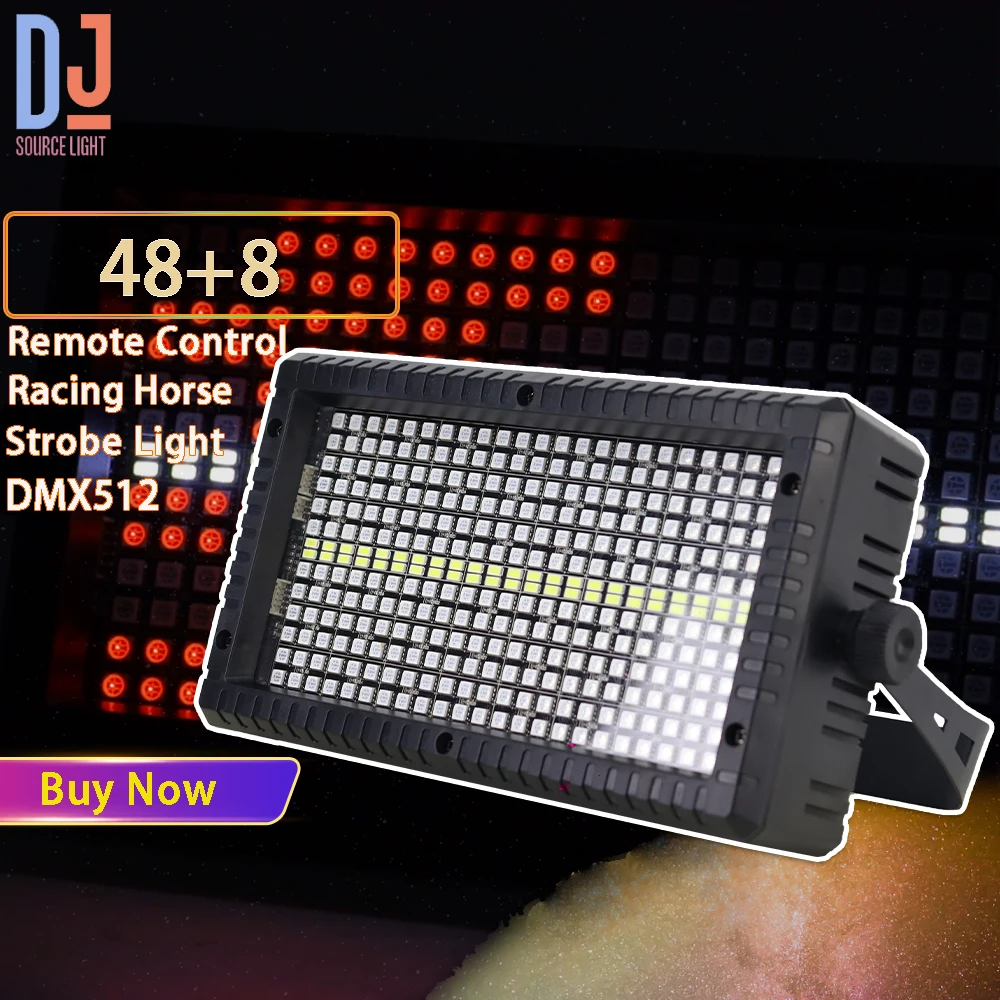 Mini LED Strobe Light 48+8 Segments RGB Wall Wash Horse Racing Effect Stage Lights With Remote Control DMX512 Dj Disco Bar Party