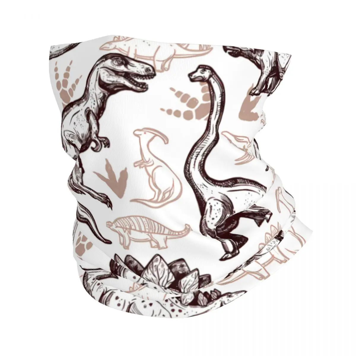 Minimalist Brown And Beige Dinosaurs Thin Wrap Scarf Bandana Neck Gaiter Face Cover Headband