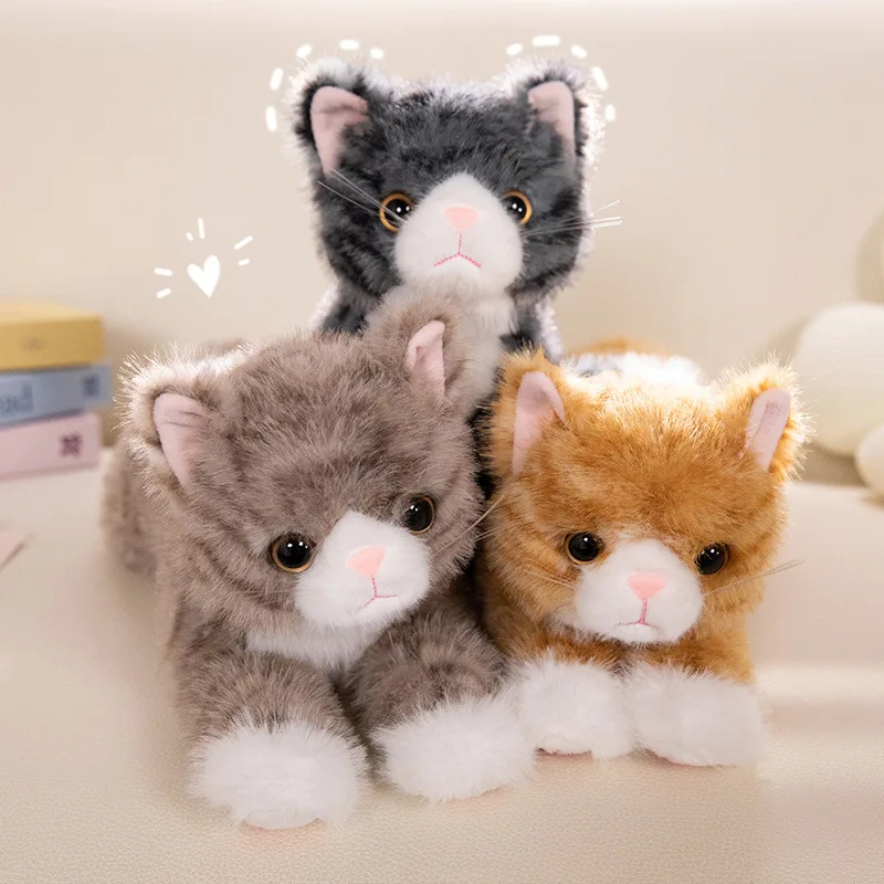 New Cute Simulation Cat Plush Toys Soft Stuffed Plush Doll Hug Pillow Kitten Model Fake Cat Animals Kids Girls Valentine's Gift