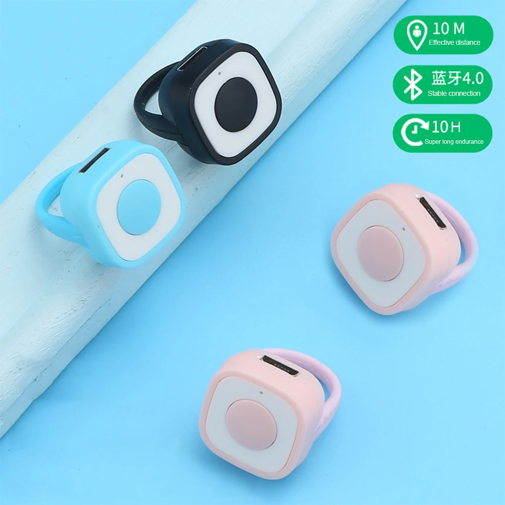 Rechargeable Wireless Bluetooth Shutter Release Button Mini Fingertip Ring Remote Control Phone Selfie Controller Self-Timer