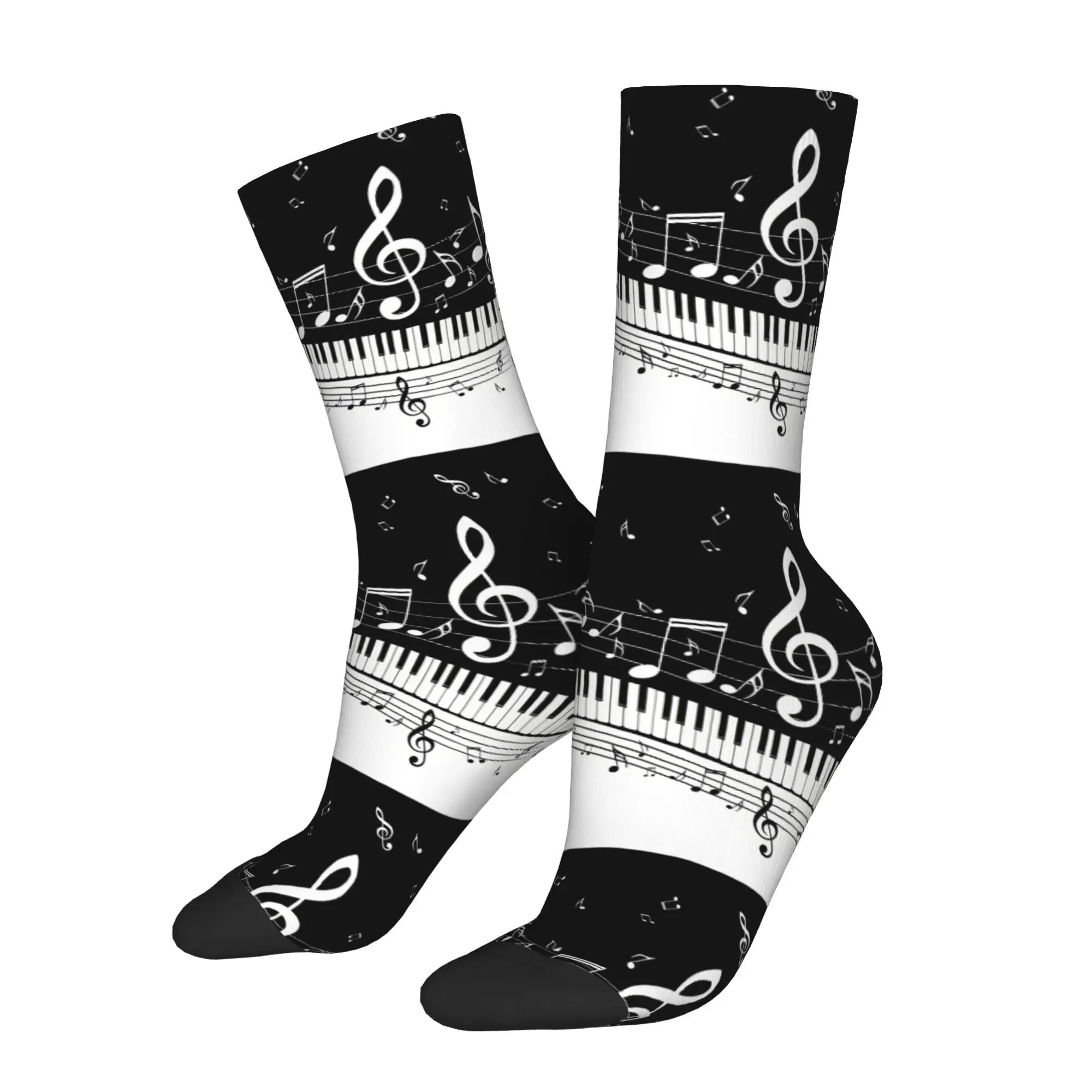 Happy Funny Men's Socks Music Piano Keyboard Vintage Harajuku  Hip Hop Seamless Crew Sock Gift Pattern Printed