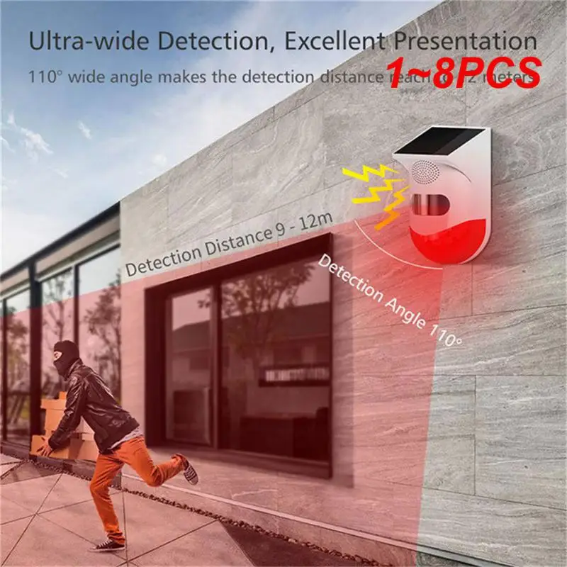 

1~8PCS Anti-theft Animal Drive Warning Device Foldable Rf433 Remote Control Security Alarm Solar Energy 110db Loud Smart Home