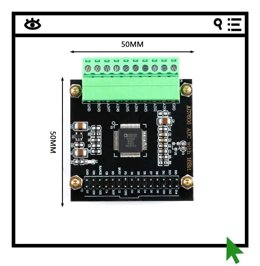 module-de-conversion-analogique-numerique-ad7606-acquisition-de-donnees-ad-multicanal-adc-16-bits-8-canaux-frequence-d'echantillonnage-200khz
