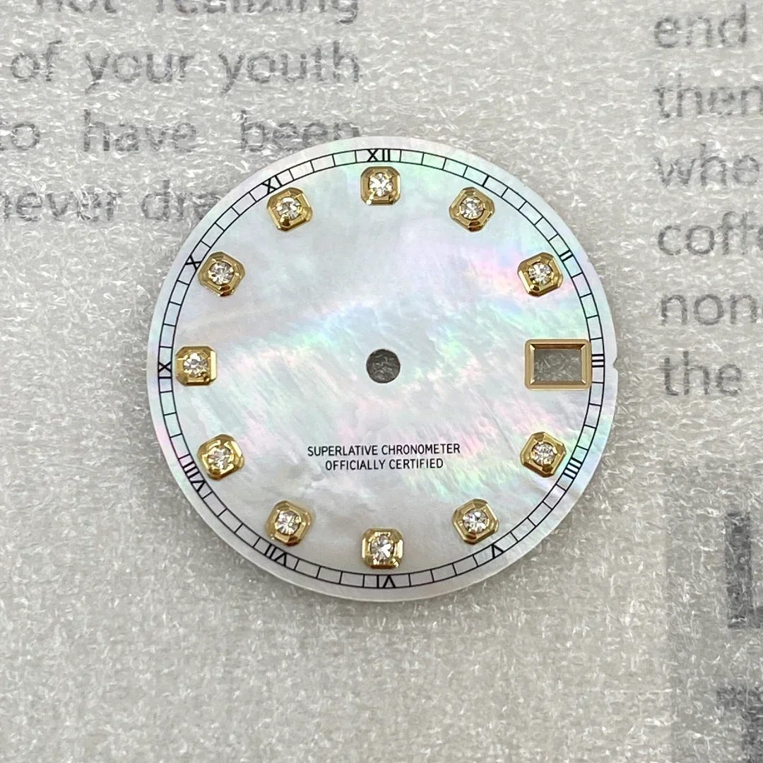 تخصيص BZM S الأم اللؤلؤ الهاتفي تعديل الملحقات 28.5 مللي متر الطلب مناسبة Nh35NH36 حركة الماس الوجه دون مضيئة